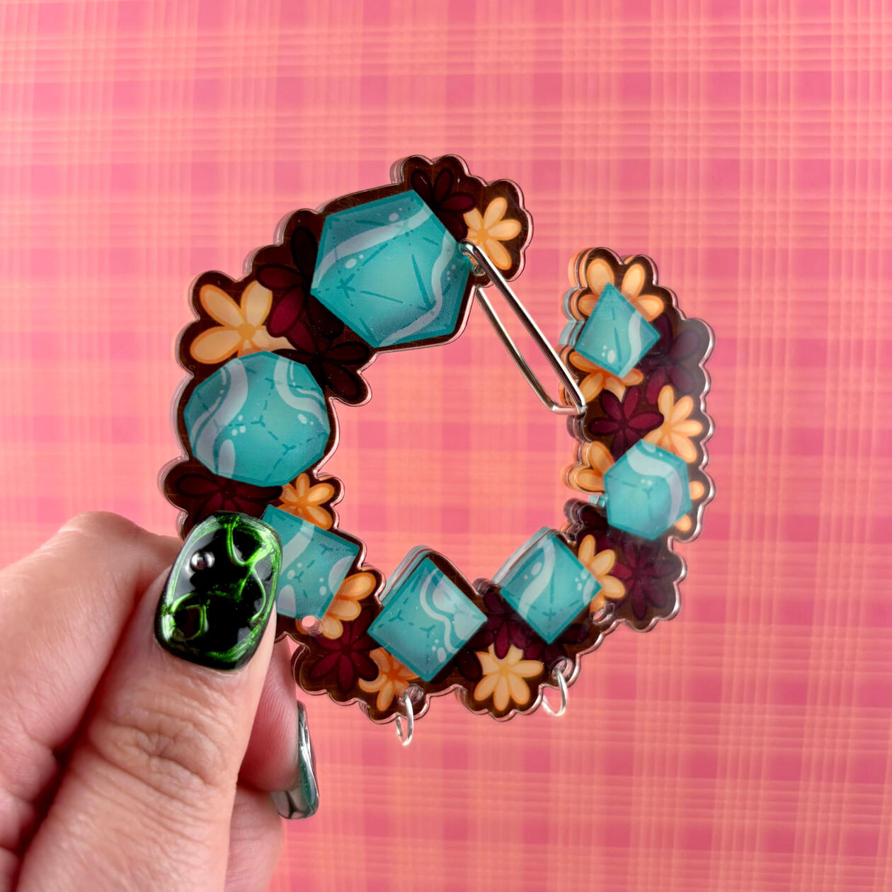 Dice Wreath Acrylic Carabiner