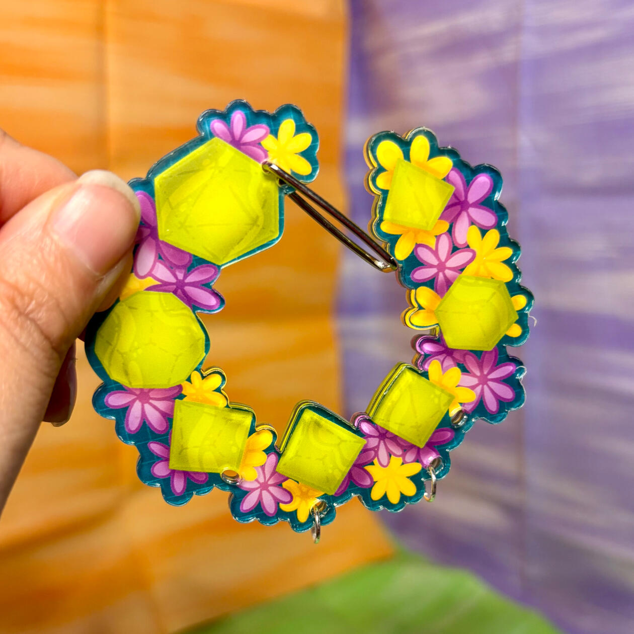 Dice Wreath Acrylic Carabiner