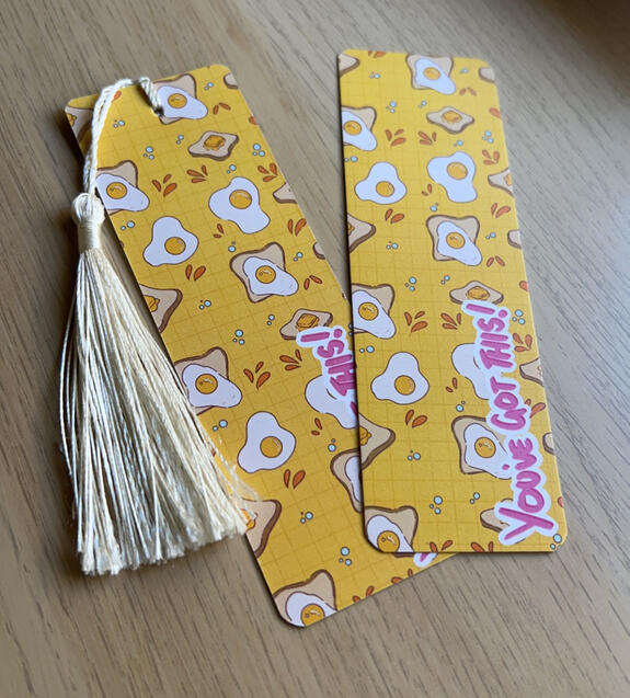 Bacon &amp; egg themed motivational bookmarks